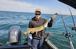 Angler with a huge northern pike fish catch in NY