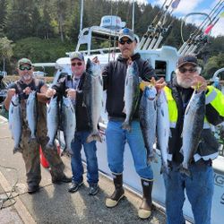 Four anglers fishing for Chinook Salmon in OR