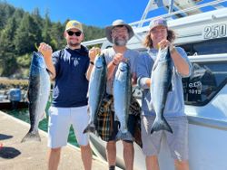3 people fishing for coho salmon in Roseburg
