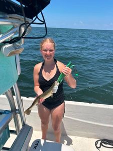 Speckled trout caught while fishing in Old Town FL waters from boat