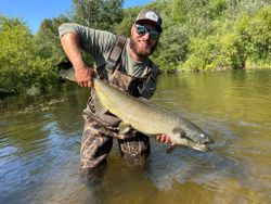 Angler fishing in Michigan with 1 fish