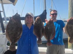Fresh catch of Southern Flounder and Summer Flounder displayed on fishing boat in Norfolk VA