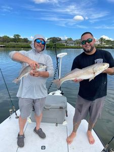 Two redfish and Atlantic croaker fish caught in Seminole