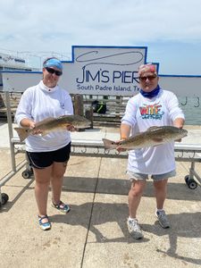 Two redfish caught on a fishing trip at South Padre Island
