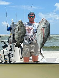 Two African Pompano fish caught fishing in MS
