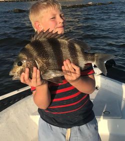 A photo of a sheepshead, a 19-inch fish caught while fishing in MS.