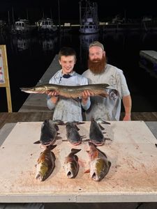 4 Alligator Gar and Black Drum fish caught in Lafitte