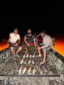 Three anglers with a catch in Lafitte