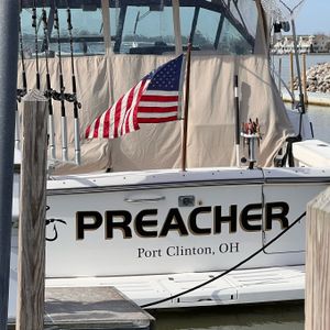 Stern shot of Preacher and Old Glory