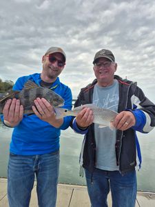 Good dad and son fishing 