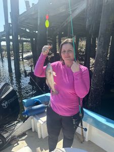 Mom, having fun with red drum