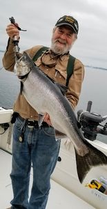 Smiling with his Salmon Trophy in Oswego, NY