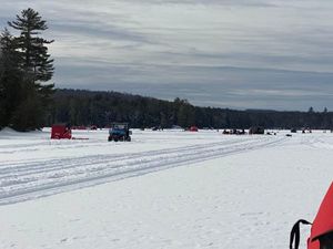 Ice fishing with friends in Adirondacks 