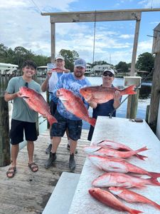 Solid four-man limit with fish ranging from 22” to 33”, shared with great returning local customers.
