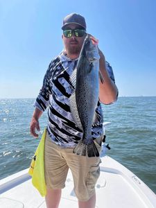 August is prime time for trophy trout in Hopedale—book your Louisiana fishing trip today.