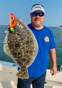 Flounder Fish reeled in Chesapeake Bay, MD