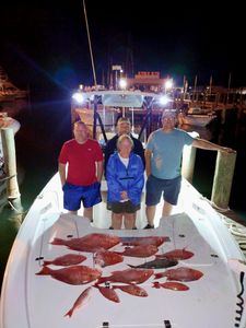 Reeling in Red Snapper of the night.