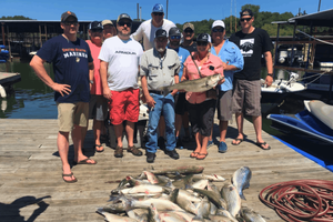 Friends' catch up fishing in Lake Texoma