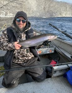 Matt and Mike striking salmon river steel