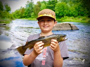 Kid Hooked a Trout in Saranac Lake, NY