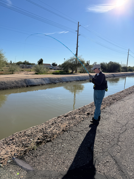 Arizona fly fishing along the canal banks.
