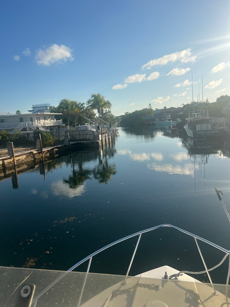 Perfect boating conditions in Key Largo's peaceful canals.