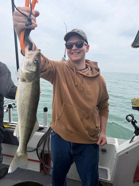 Nice Lorain walleye brought to the boat!