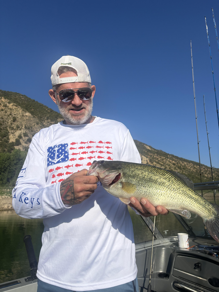 Deep sea jigging for Largemouth Bass in clear Colorado skies!