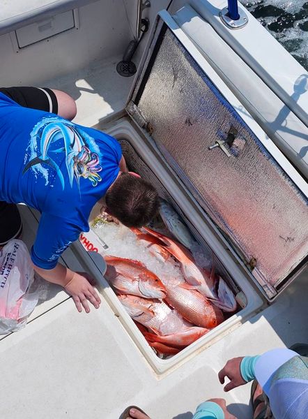 Fresh red snapper haul Fort Walton Beach fishing charter