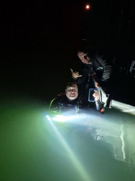 Night diving adventure with powerful underwater lighting systems