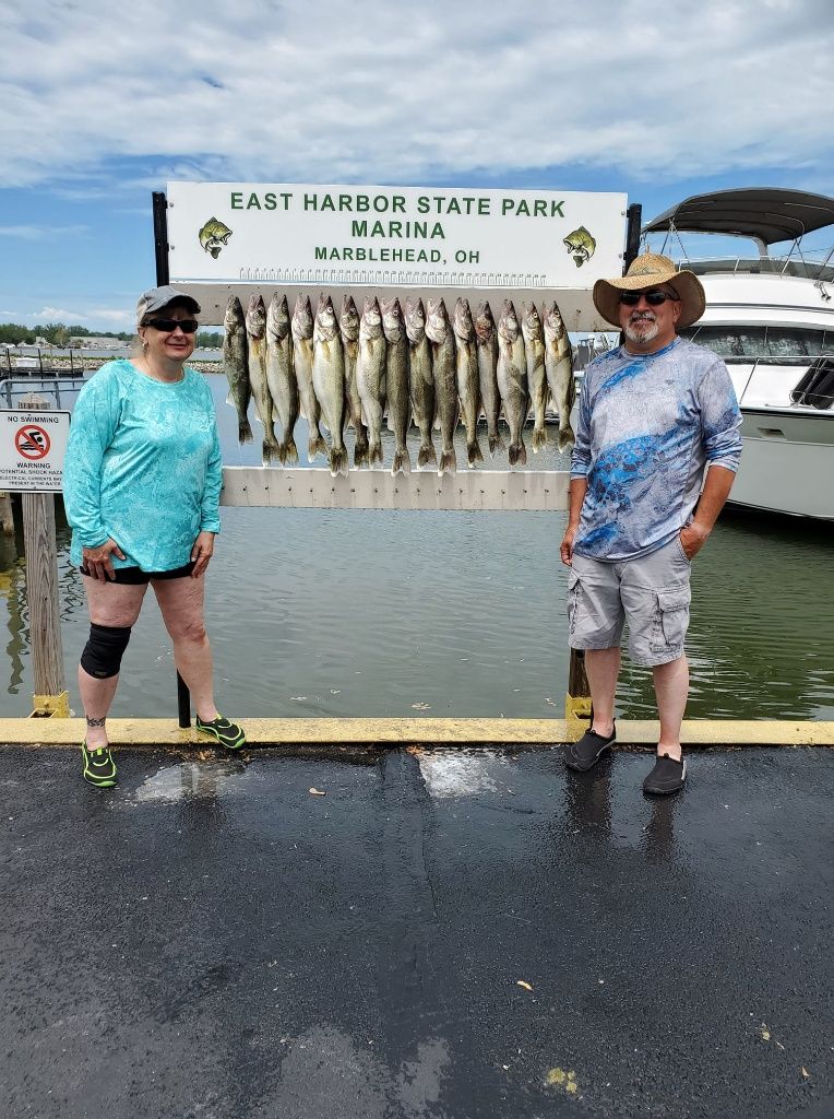 Two people fishing at an unknown location