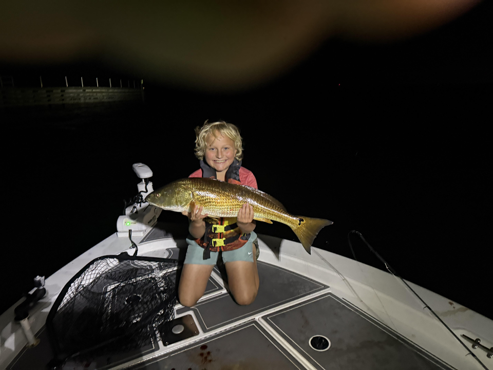 Nice redfish on multiple techniques tonight. Clear conditions made for an exciting adventure.