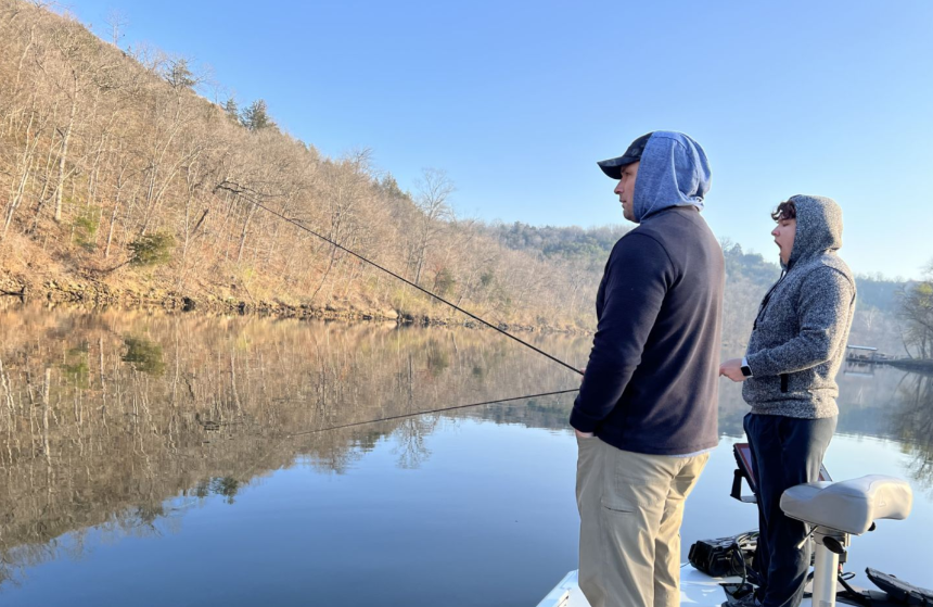 Two anglers fishing at an undisclosed location