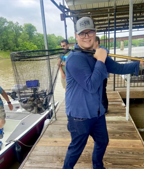 Fishing duo at scenic location