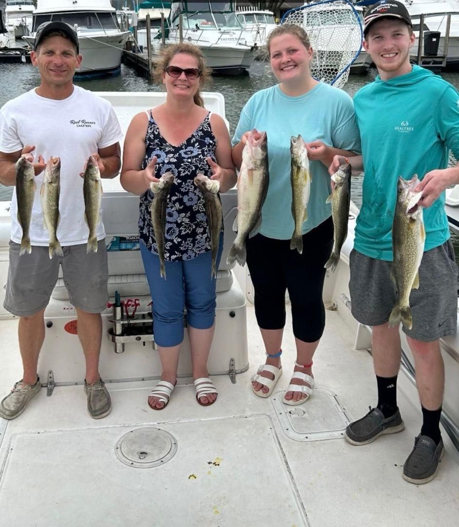 Eight mahi mahi or common dolphinfish caught while fishing