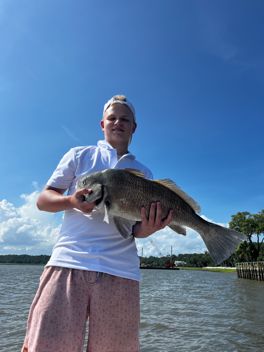 Big black drum caught by the skilled angler!