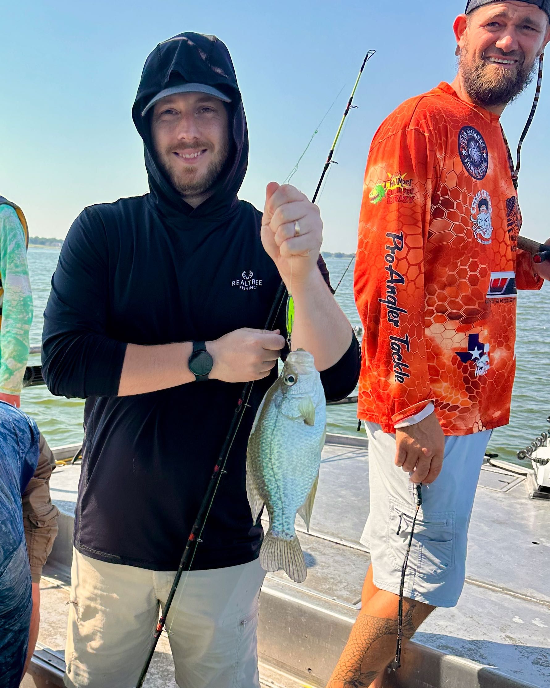 A person fishing in an unknown location