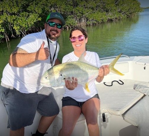 A Crevalle Jack fish caught while fishing