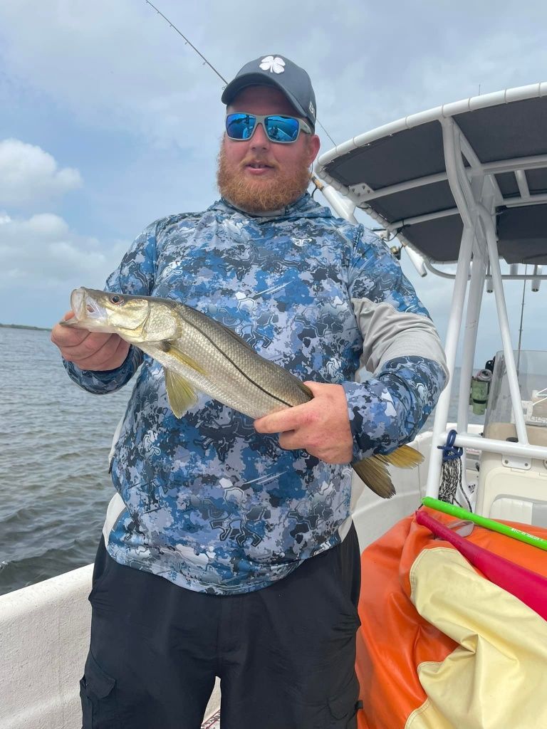 A person fishing in an unknown location