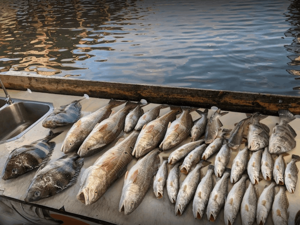 5 black drum fish caught while fishing