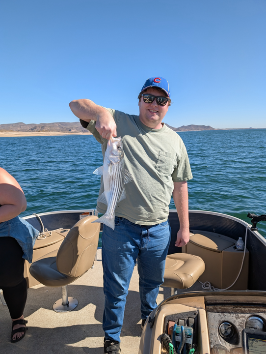 Peaceful day on the lake catching some fish.