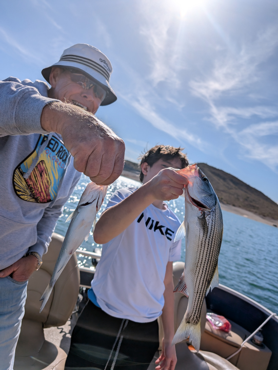 Reeling in a beauty on a peaceful day.