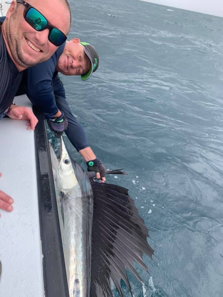 Fisherman with huge Atlantic Sailfish catch