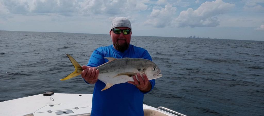 Crevalle Jack fish caught by person fishing