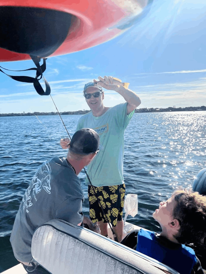 A person fishing in an unspecified location