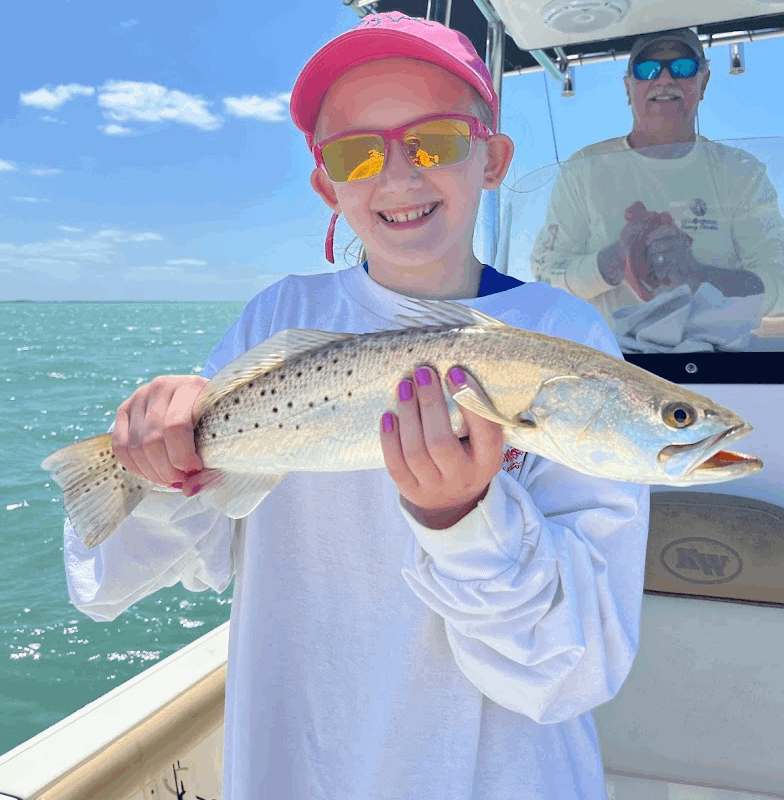 Spotted Weakfish, a 16-inch fish, caught while fishing