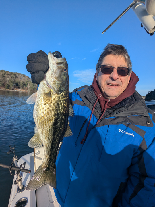 Caught a nice one on a peaceful day by the lake.