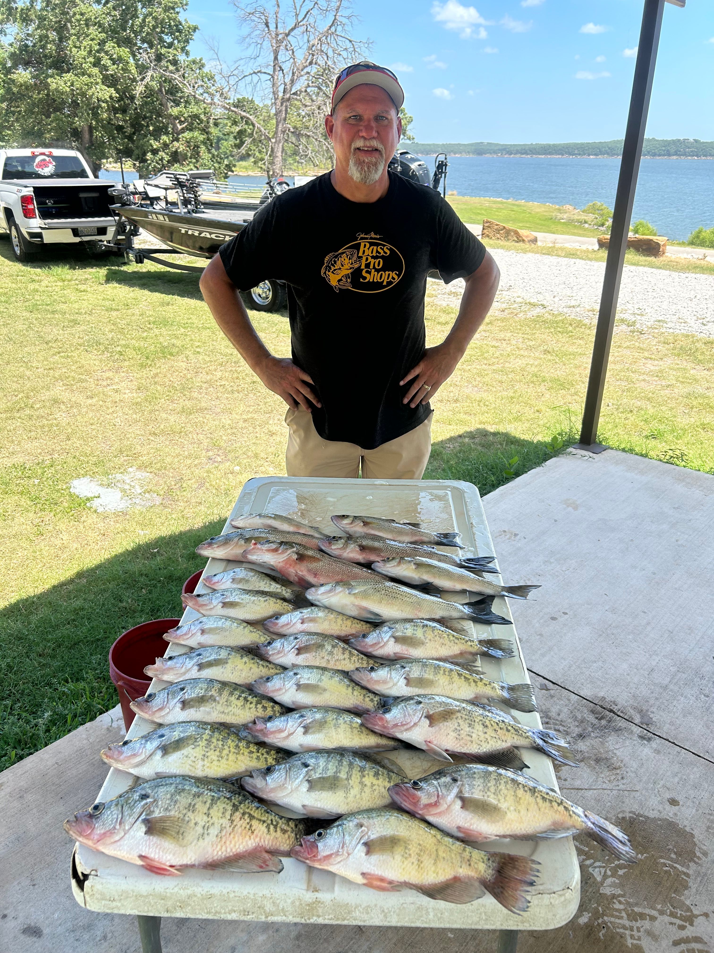 7 white crappie and hardhead sea catfish, 24 inches long, fishing