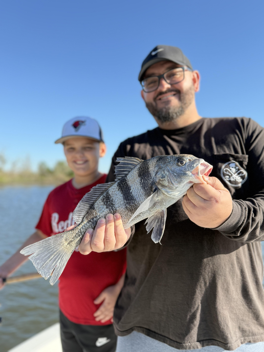 Nice black drum on deep sea light tackle! Weather cleared up perfectly for this catch.