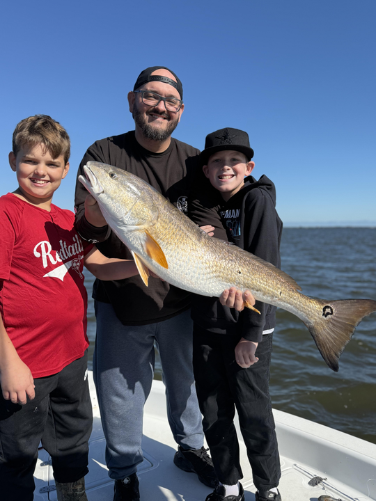 Nice redfish on deep sea light tackle! Weather cleared up perfectly for an exciting afternoon.